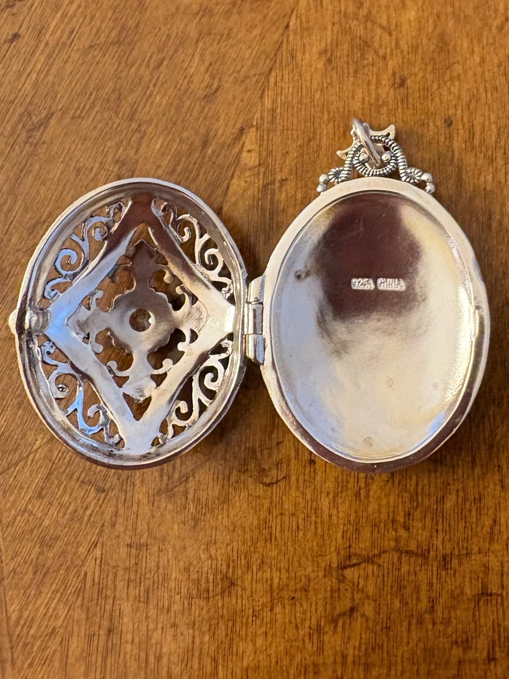 Vintage 925 Sterling Silver Marcasite Pearl Locket Pendant Gothic 1.75” - Picture 6 of 15